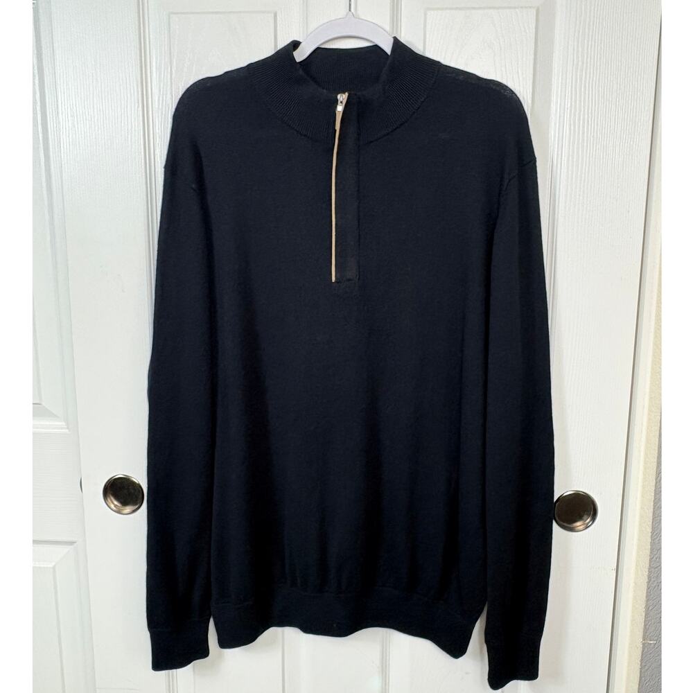 Walter Hagen Men's XL Quarter Zip Sweater Black Cotton Cashmere Blend NWT